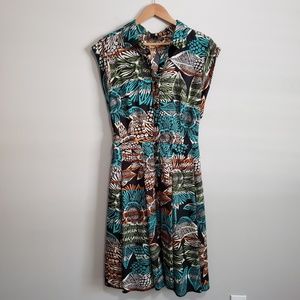 Sunflower Print Button Down sleeveless Dress